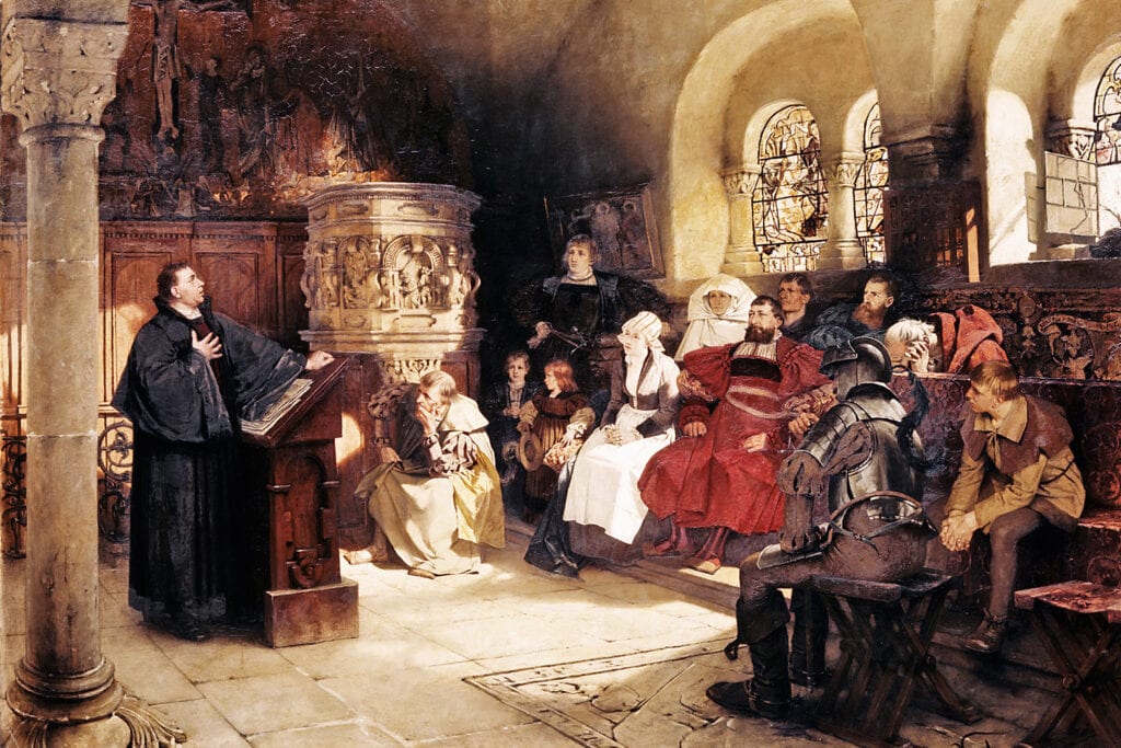 Martinho Lutero prega no Castelo Wartburg - pintura de
Hugo Vogel