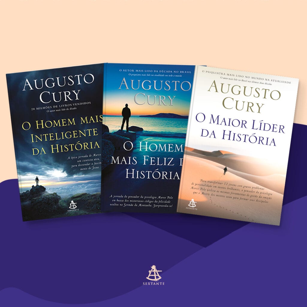 Os três livros da série sobre Marco Polo e a inteligência de Cristo. 