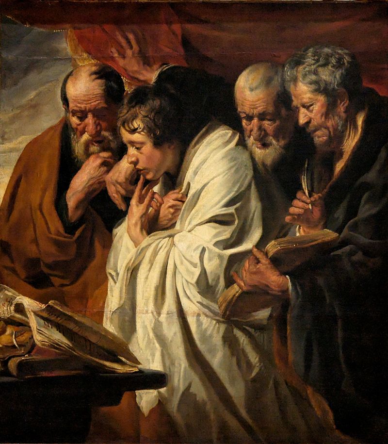"Os quatro evangelistas" (1630) por Jacob Jordaens.