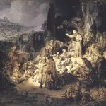 The Preaching of St. John the Baptist | Pintura de Rembrandt, ca. 1634