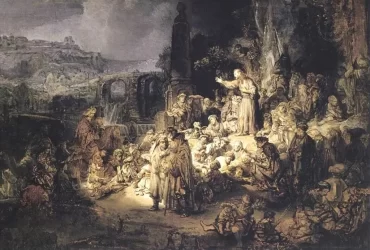 The Preaching of St. John the Baptist | Pintura de Rembrandt, ca. 1634