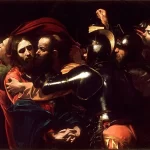 P Beijo de Judas retratado na obra A-Captura-de-Cristo-caravaggio
