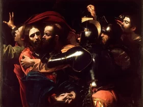 P Beijo de Judas retratado na obra A-Captura-de-Cristo-caravaggio