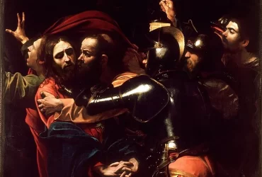 P Beijo de Judas retratado na obra A-Captura-de-Cristo-caravaggio