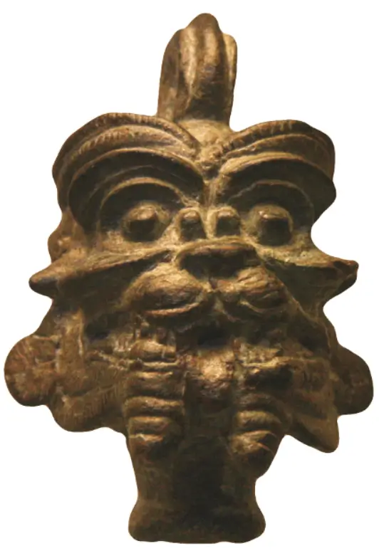 Cabeça de bronze de Pazuzu, para proteção contra o demônio Lamashtu, 800–600 aC, Iraque.