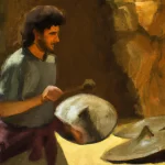 Asafe, o levita, tocando címbalos